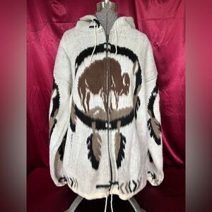 Inca Imports Buffalo Pattern Hooded Sweater